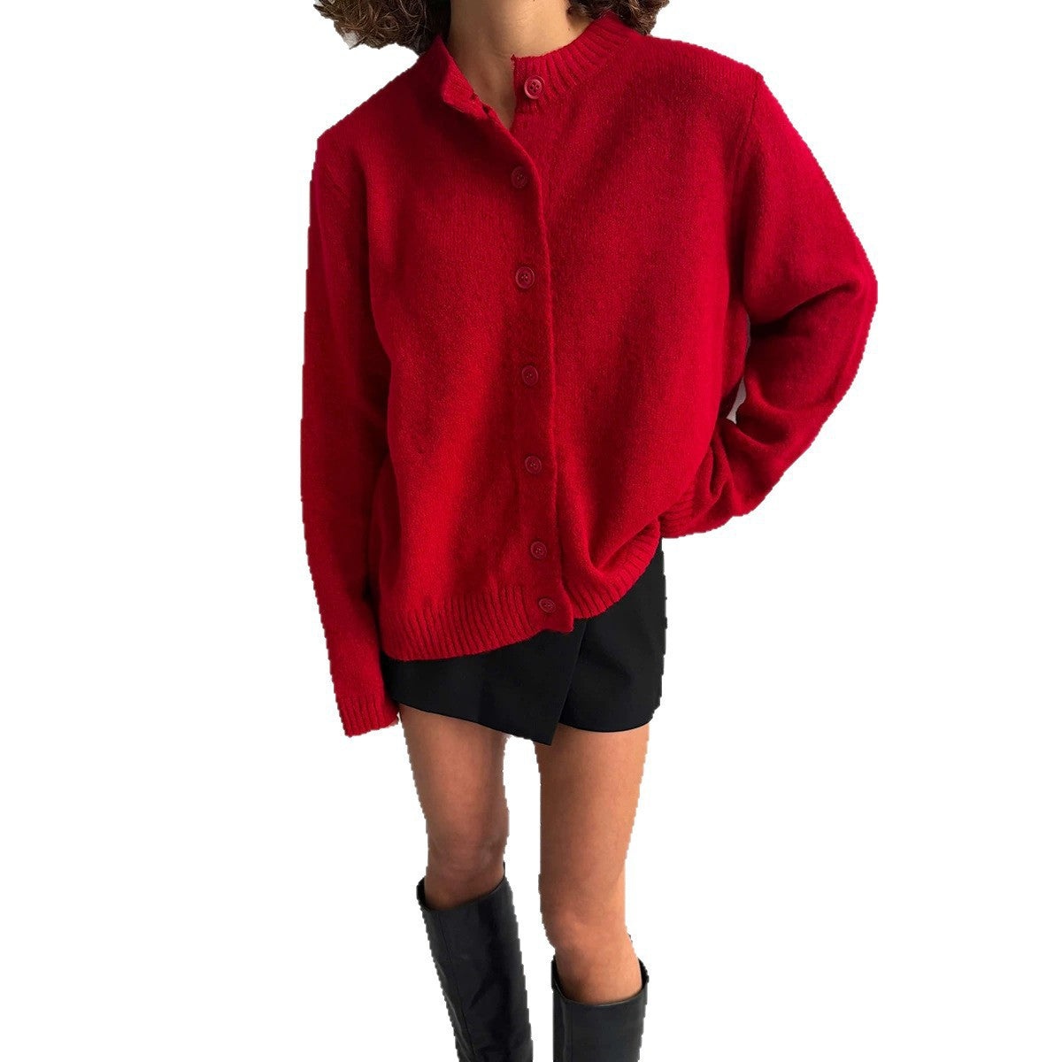 Maeve & Co Women's Crew Neck Cardigan - Loose Fit Soft Knit Cardigan, Long Sleeve