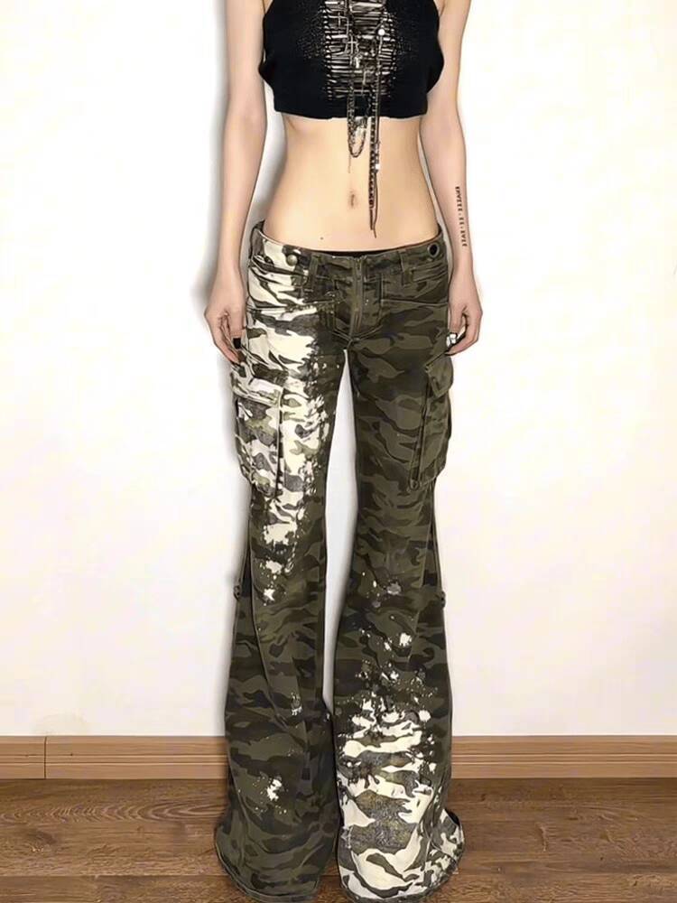 Maeve Women's Wide-Leg Jeans - Spray-Paint Camouflage Denim
