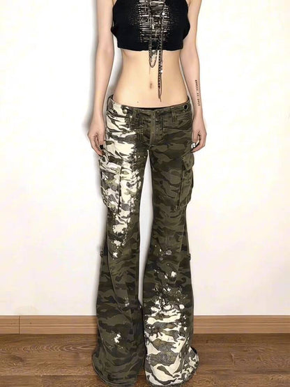 Maeve Women's Wide-Leg Jeans - Spray-Paint Camouflage Denim