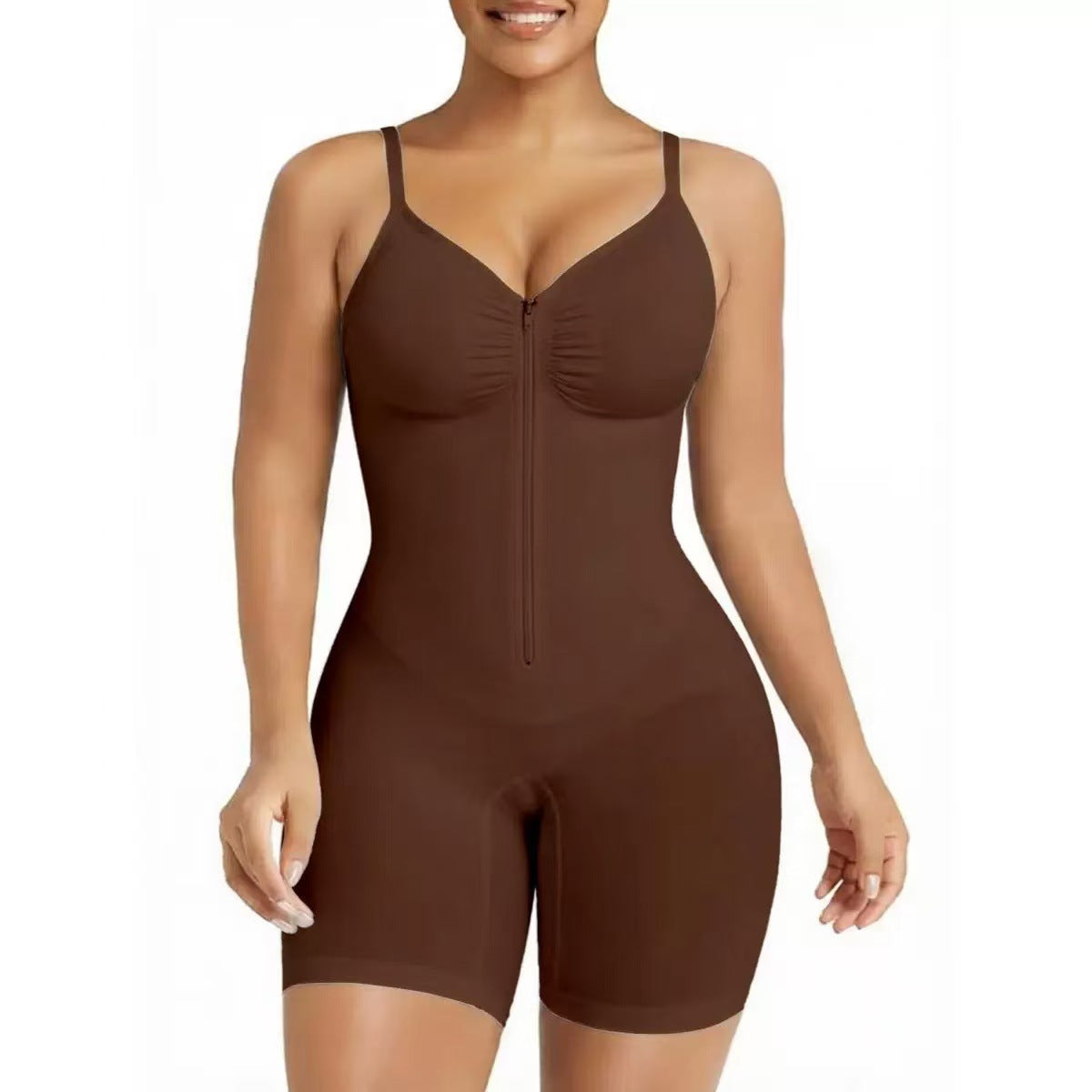 Shapewear Bodysuit Women Seamless Body Shaper, V Neck, Mid Thigh