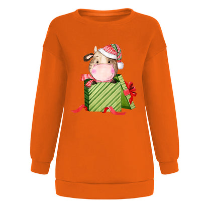 Maeve & Co Women's Christmas Jumper - Off-Shoulder Printed Sweatshirt, Loose Fit