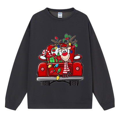 Maeve & Co Women's Christmas Jumper - Reindeer Red Truck Print Sweatshirt