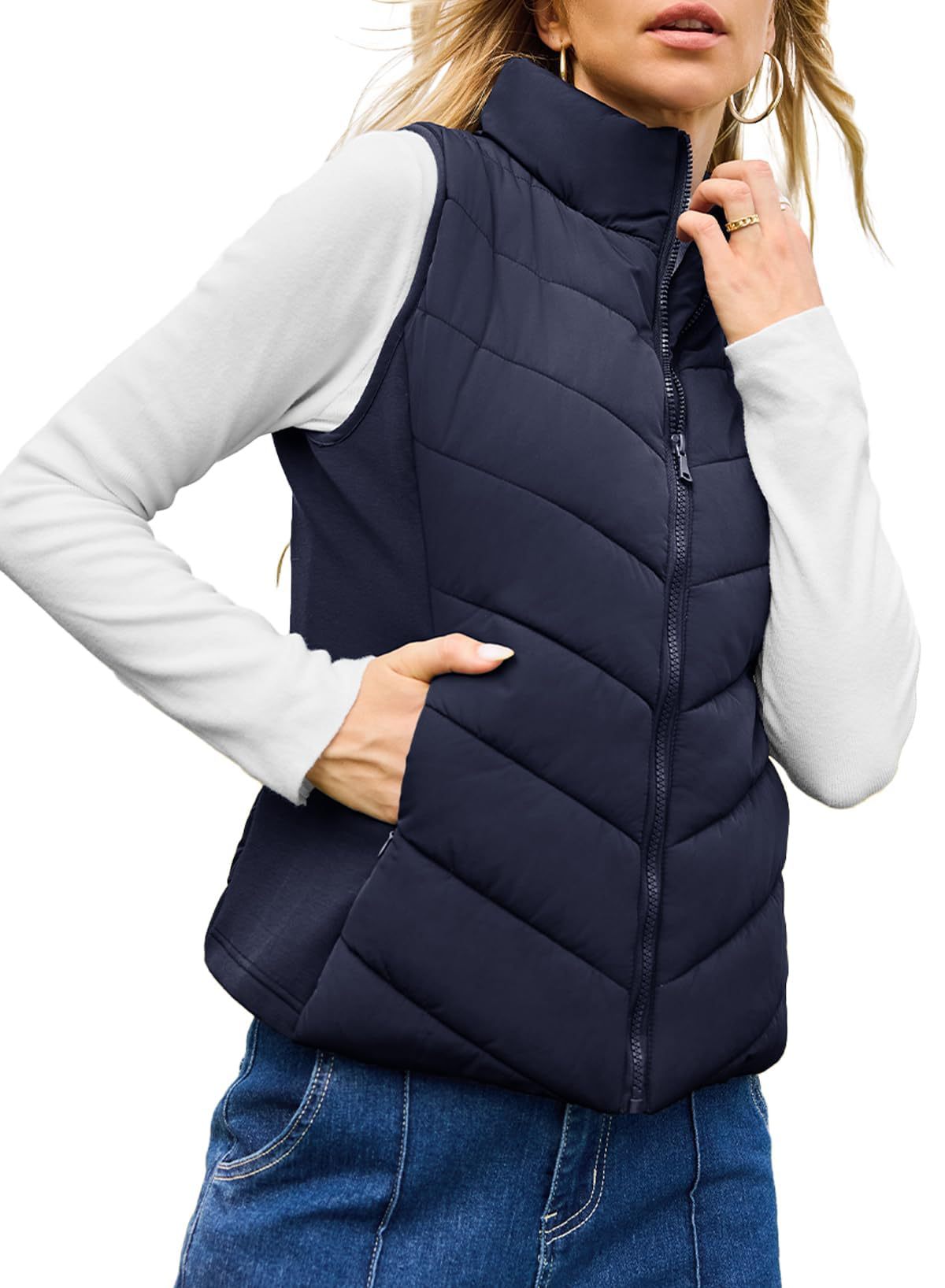 Maeve Women's Coat - Zip-Up High-Neck Cotton