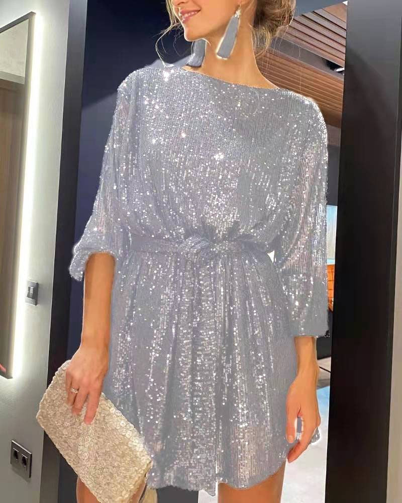 Maeve & Co Women's Sequin Dress - One-Shoulder Sparkly Party Cocktail Dress
