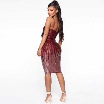 Maeve & Co Women's Sequin Midi Dress - Strapless Fitted Sparkly Party Dress