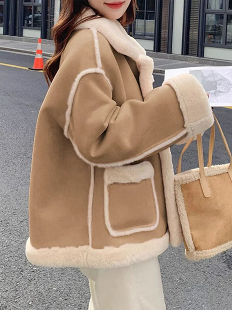 Maeve & Co women's faux shearling aviator jacket