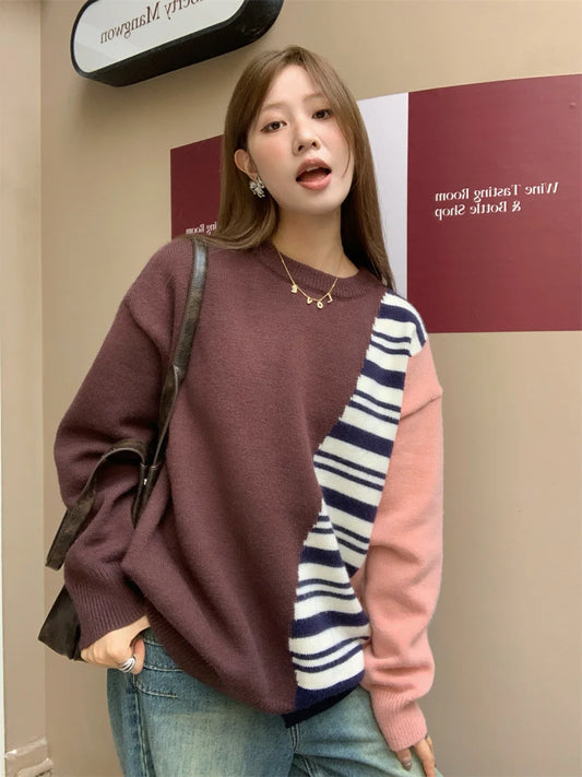 Maeve & Co women's striped patchwork jumper