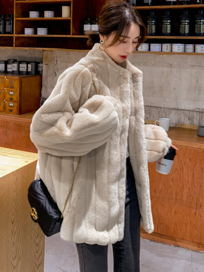 Faux fur coat front
