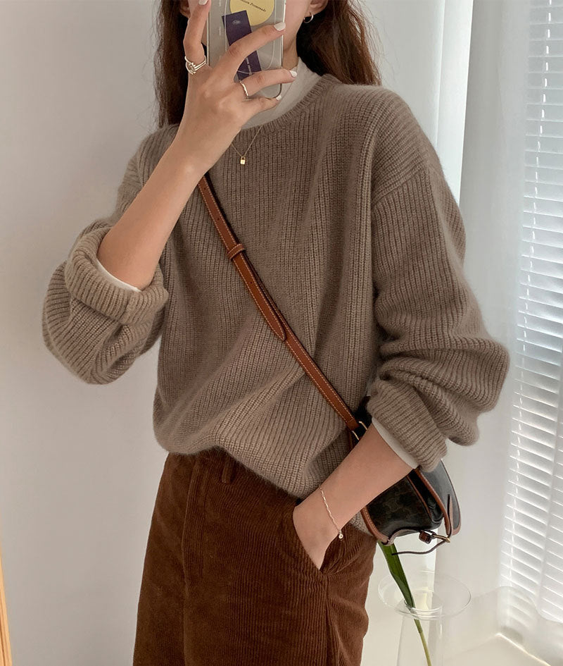 Maeve Women's Knitted Jumper - Acrylic-Knit Long-Sleeve Relaxed-Fit