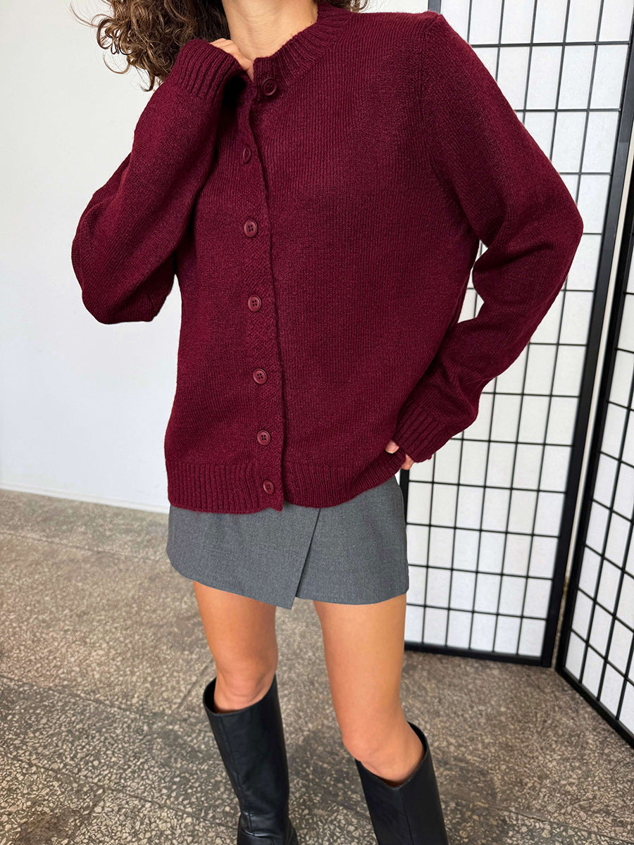 Maeve & Co Women's Crew Neck Cardigan - Loose Fit Soft Knit Cardigan, Long Sleeve