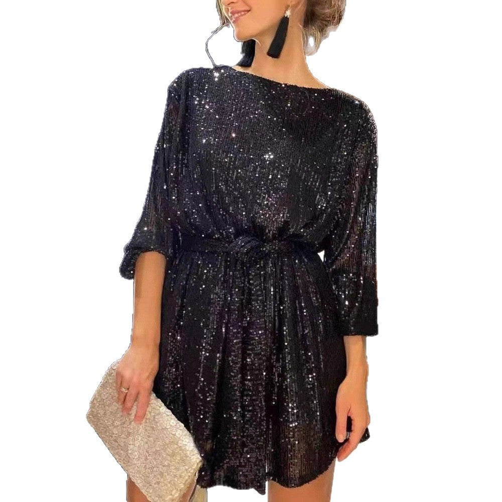 Maeve & Co Women's Sequin Dress - One-Shoulder Sparkly Party Cocktail Dress