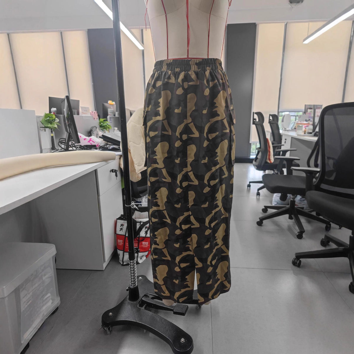 Maeve & Co Women's Camo Maxi Skirt - High-Waisted Pencil Skirt with Back Slit