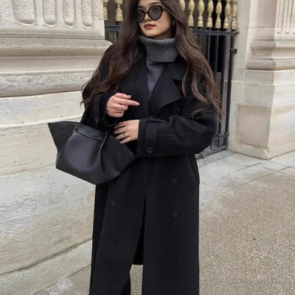 Maeve Women's Wool-Blend Coat - Double-Breasted Notch Lapel
