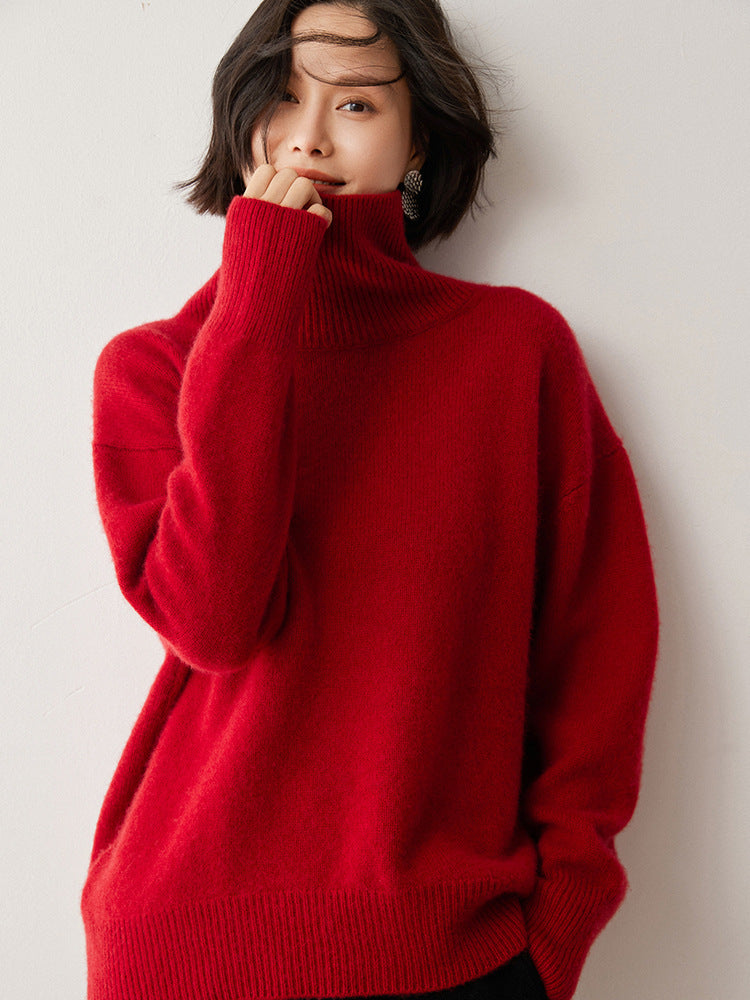Maeve Women's Roll-Neck Jumper - Wool-Blend Knitted Long-Sleeve