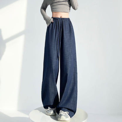 Maeve & Co Women's Wide-Leg Jeans - Drawstring Elastic Waist Floor-Length Denim