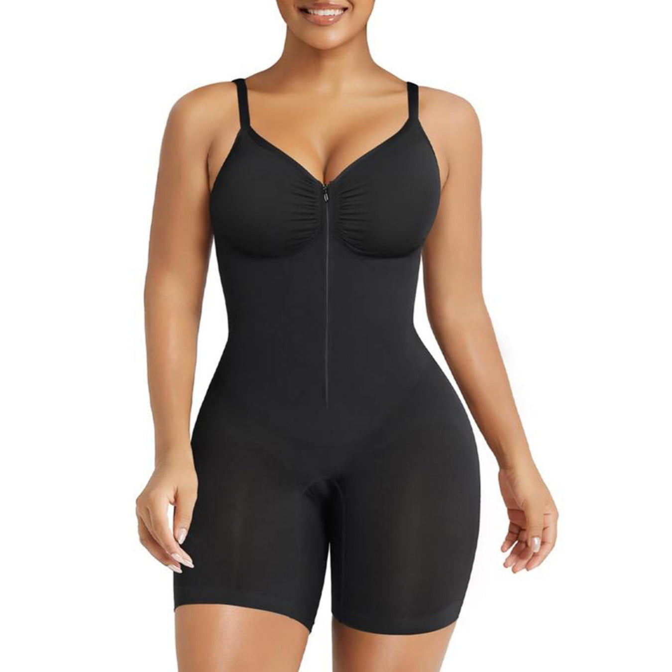 Shapewear Bodysuit Women Seamless Body Shaper, V Neck, Mid Thigh