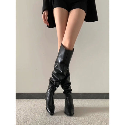 Maeve Women's Over-The-Knee Boots - Leather Pointed-Toe, Heeled, Black