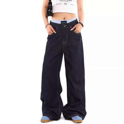 Maeve & Co Women's Wide-Leg Jeans - High-Waisted Relaxed Fit Dark Wash Denim
