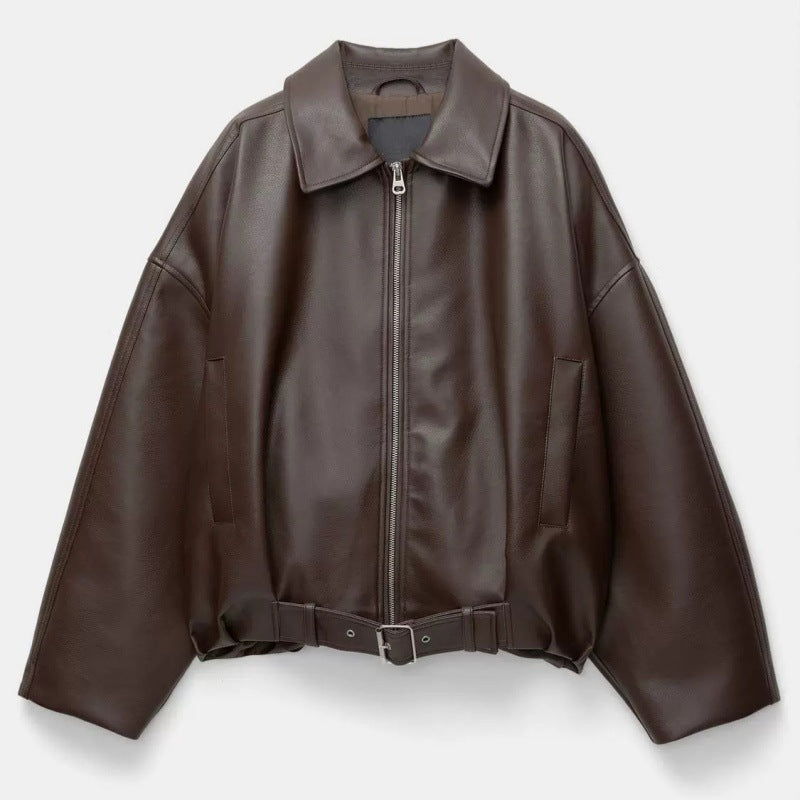Maeve Women's Leather Jacket - Zip-Up Relaxed-Fit