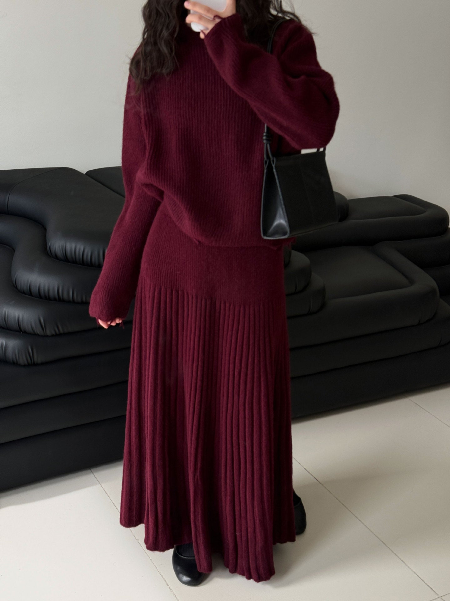 Maeve Women's Knitted Co-Ord Set - Acrylic-Knit Long-Sleeve Relaxed-Fit