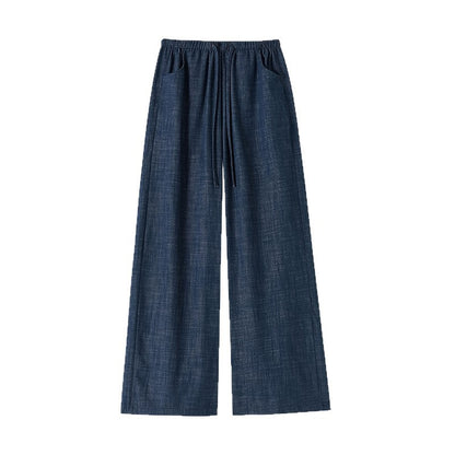 Maeve & Co Women's Wide-Leg Jeans - Drawstring Elastic Waist Floor-Length Denim