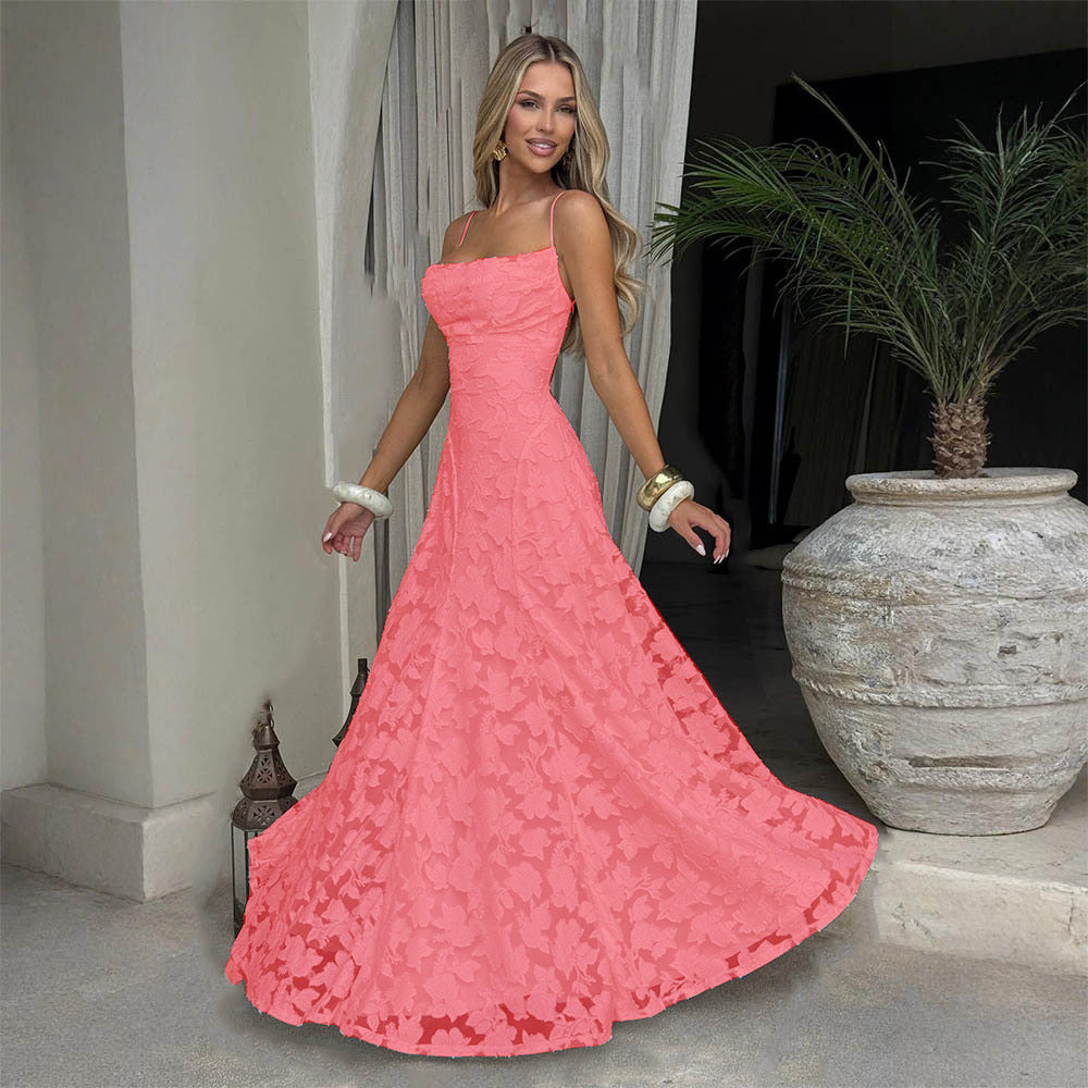 Women's Maxi Dress Lace, Backless, Strappy, Floor Length Evening