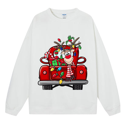 Maeve & Co Women's Christmas Jumper - Reindeer Red Truck Print Sweatshirt