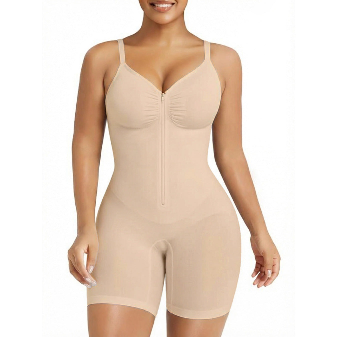 Shapewear Bodysuit Women Seamless Body Shaper, V Neck, Mid Thigh