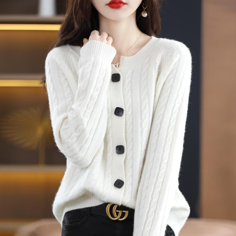 Maeve & Co Women's Button Cardigan - Crew Neck Soft Knit Cardigan Jacket, Long Sleeve