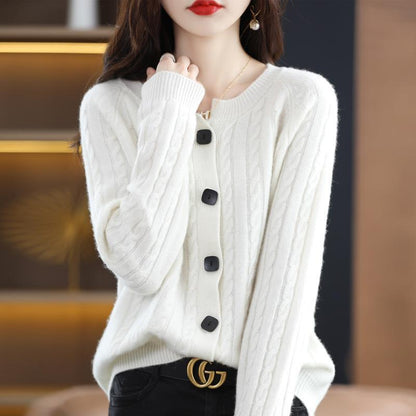 Maeve & Co Women's Button Cardigan - Crew Neck Soft Knit Cardigan Jacket, Long Sleeve