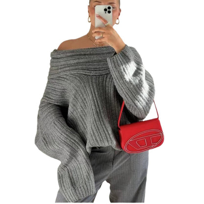 Maeve Women's Off-Shoulder Jumper - Slash-Neck Oversized Knit