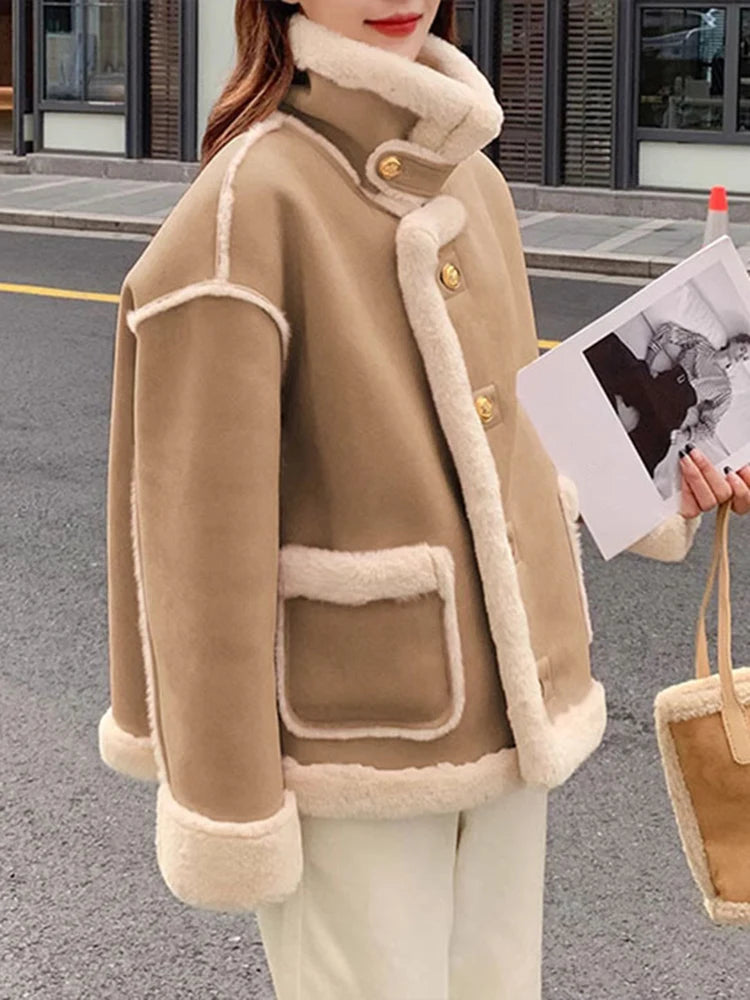 Maeve & Co women's faux shearling aviator jacket