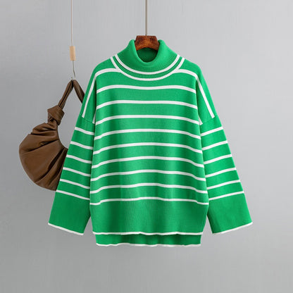 Maeve & Co Women's Striped Jumper - Loose Fit Knitted Pullover, Long Sleeve
