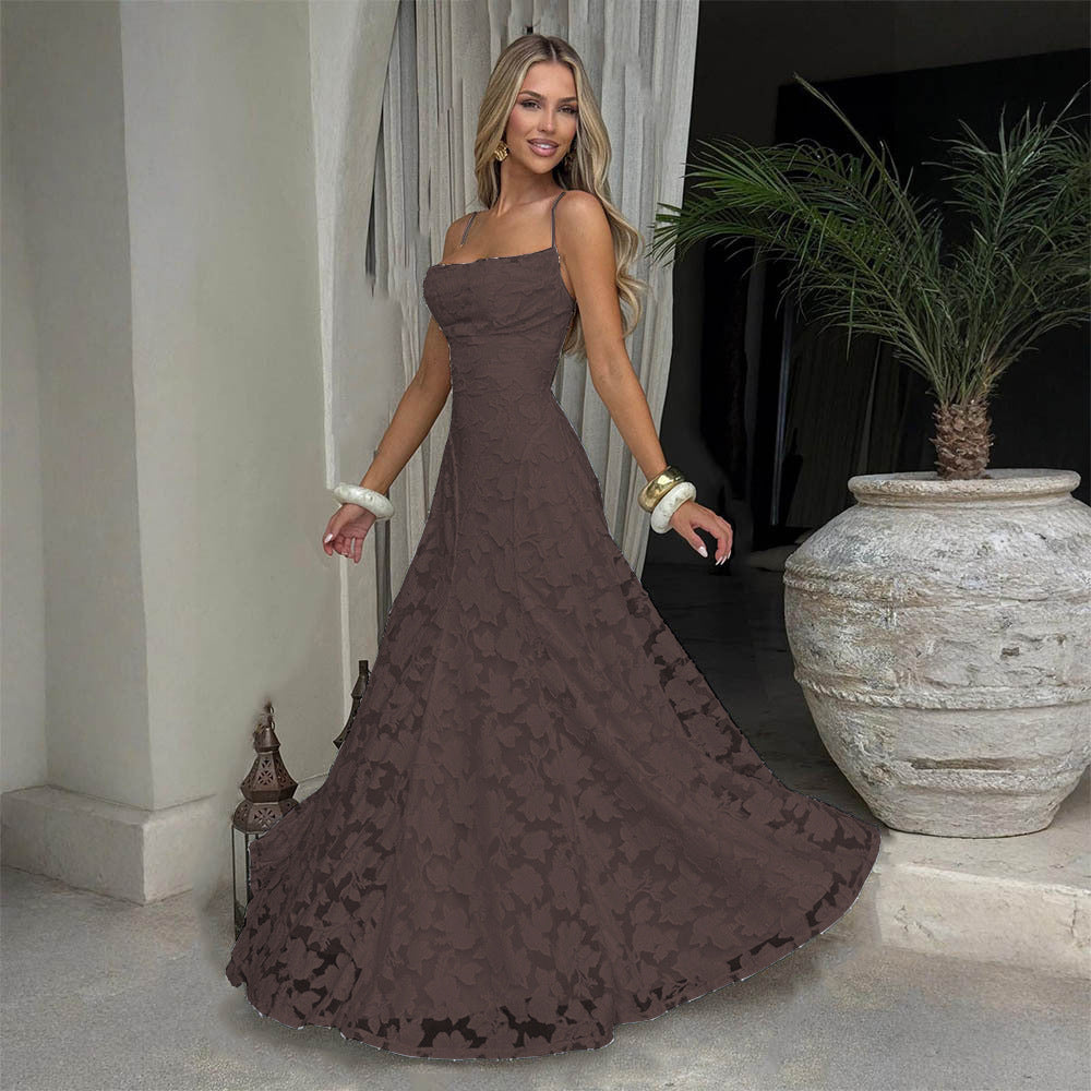 Women's Maxi Dress Lace, Backless, Strappy, Floor Length Evening