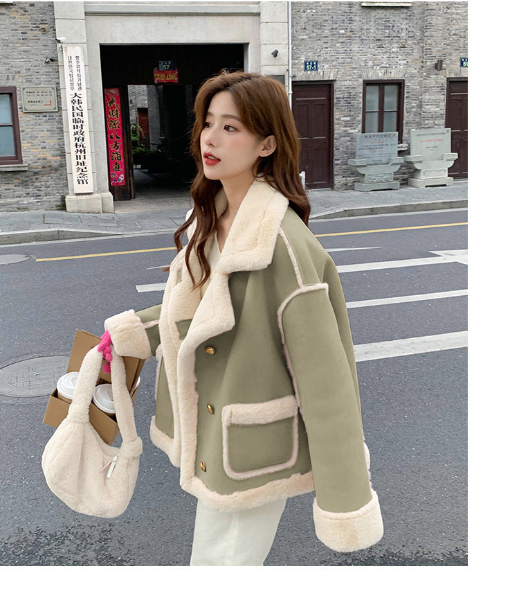 Maeve & Co women's faux shearling aviator jacket