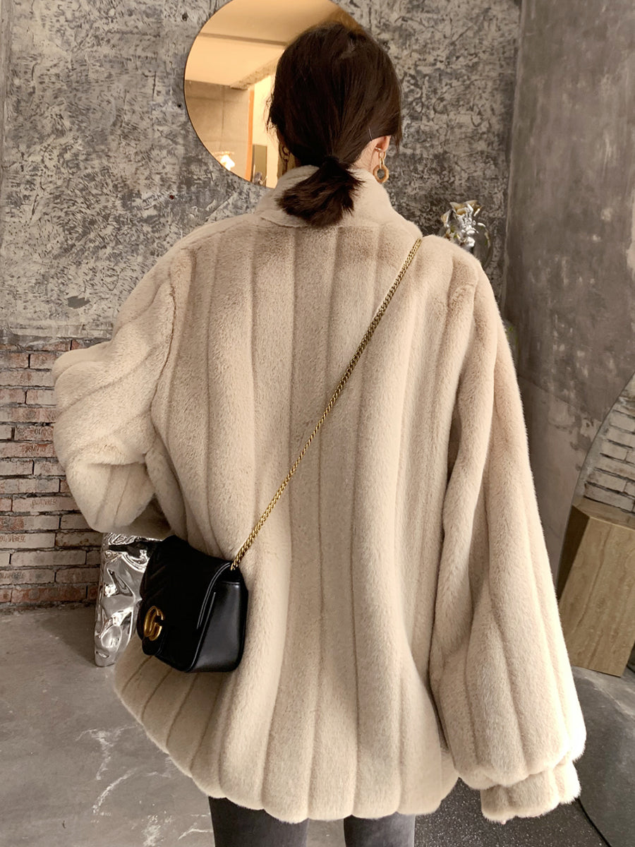 Faux fur coat beige