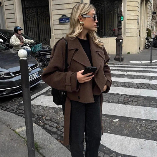 Maeve Women's Wool-Blend Coat - Double-Breasted Notch Lapel