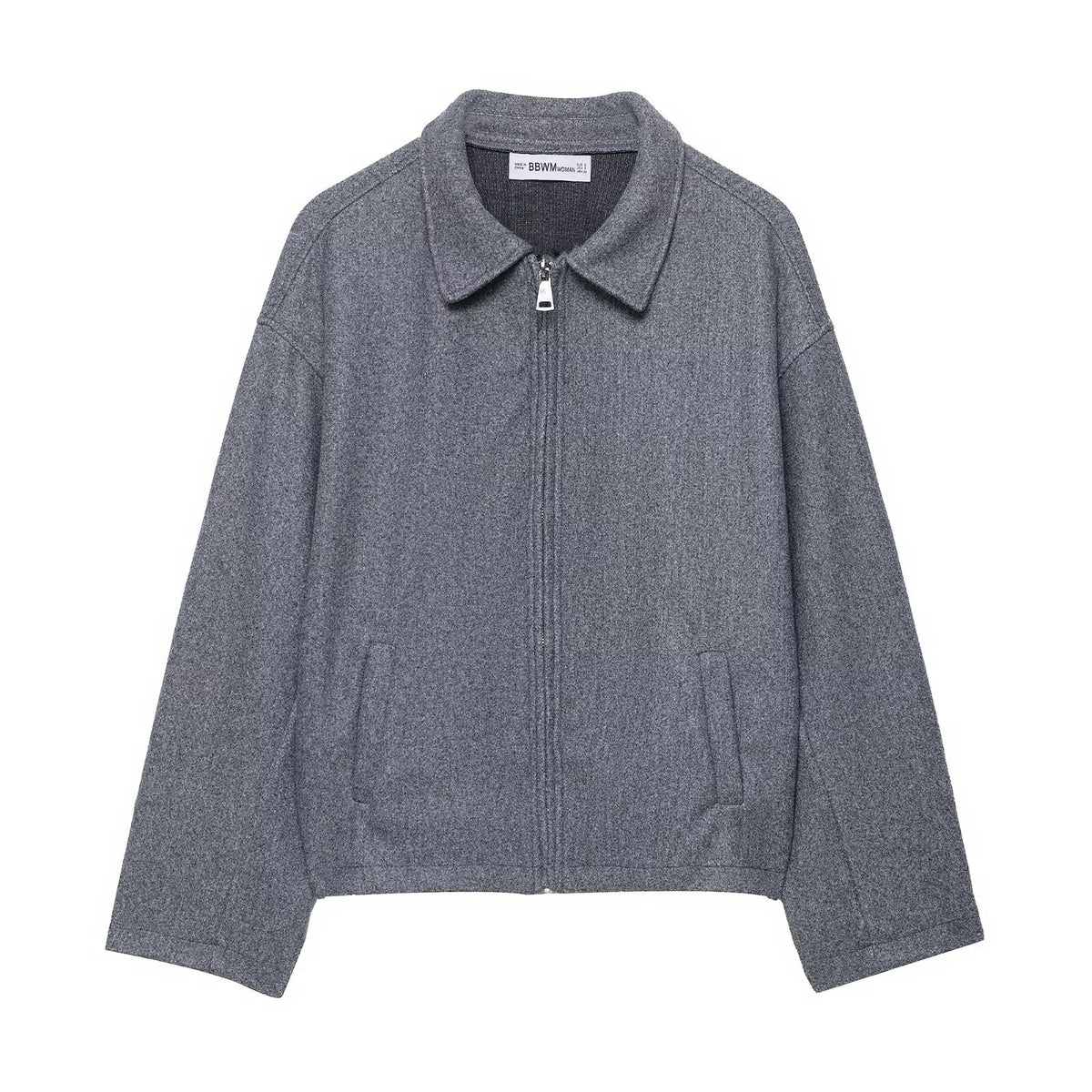 Maeve & Co Women's Collared Zip Jacket - Wool-Look Relaxed Short Jacket