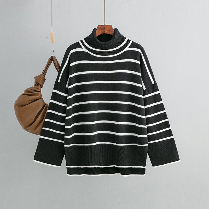 Maeve & Co Women's Striped Jumper - Loose Fit Knitted Pullover, Long Sleeve