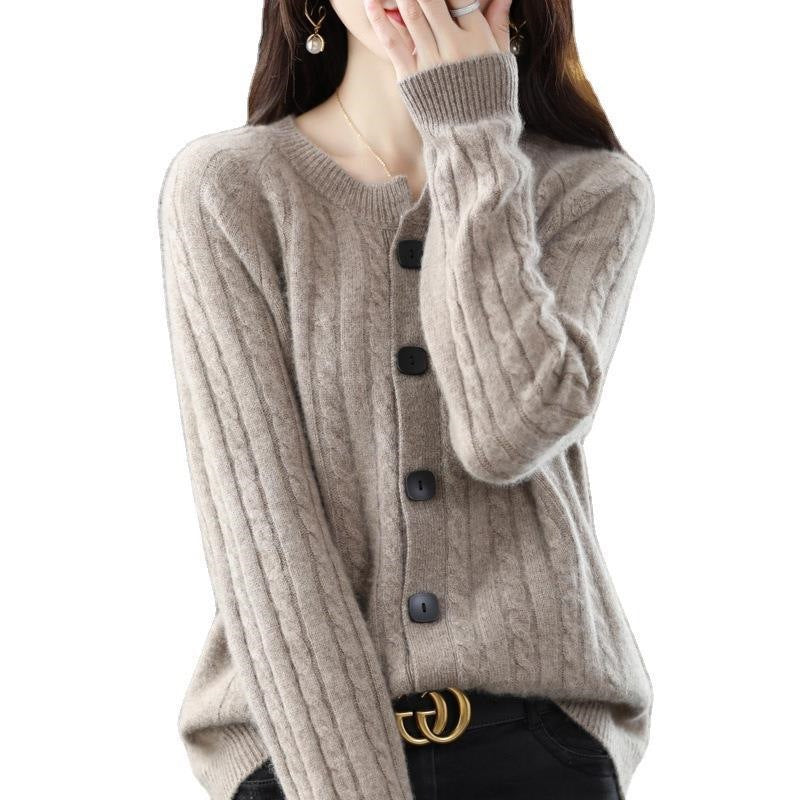 Maeve & Co Women's Button Cardigan - Crew Neck Soft Knit Cardigan Jacket, Long Sleeve