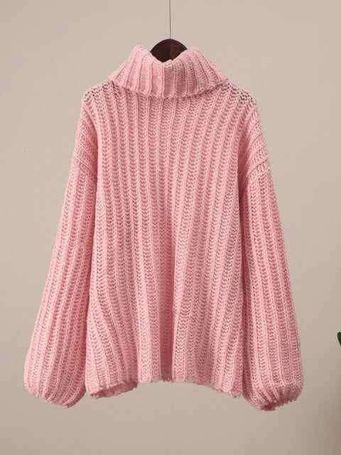 Maeve & Co Women's Roll Neck Jumper - Chunky Crochet Knit High Neck Pullover