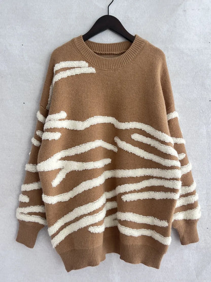 Maeve Women's Knitted Jumper - Contrast Crew-Neck Soft Knit