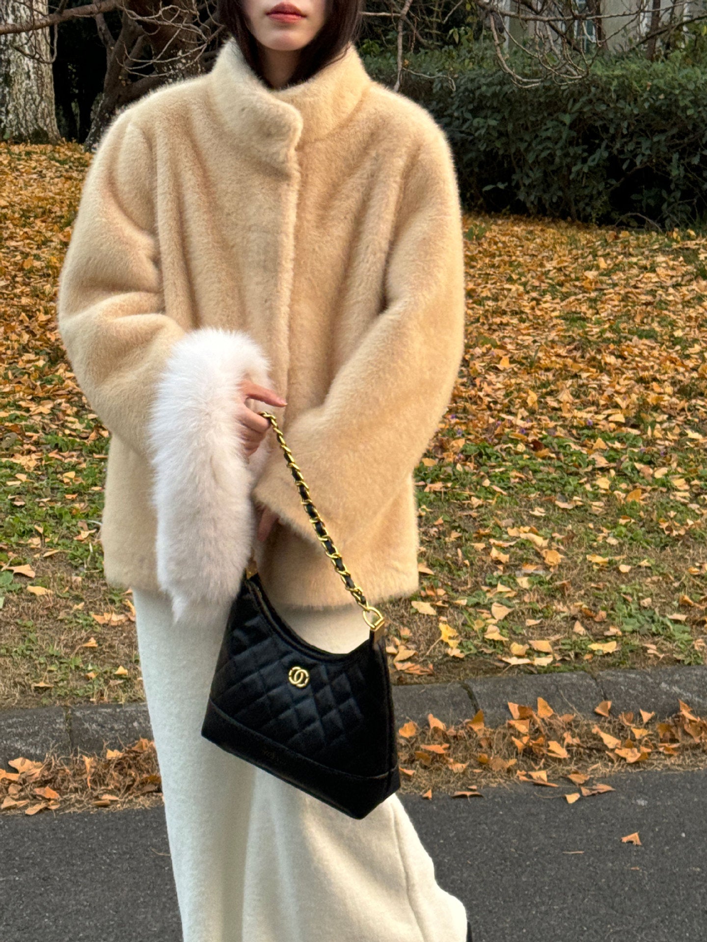 Maeve Women's Teddy Coat - High-Neck Faux-Fur Long-Sleeve Autumn-Weight