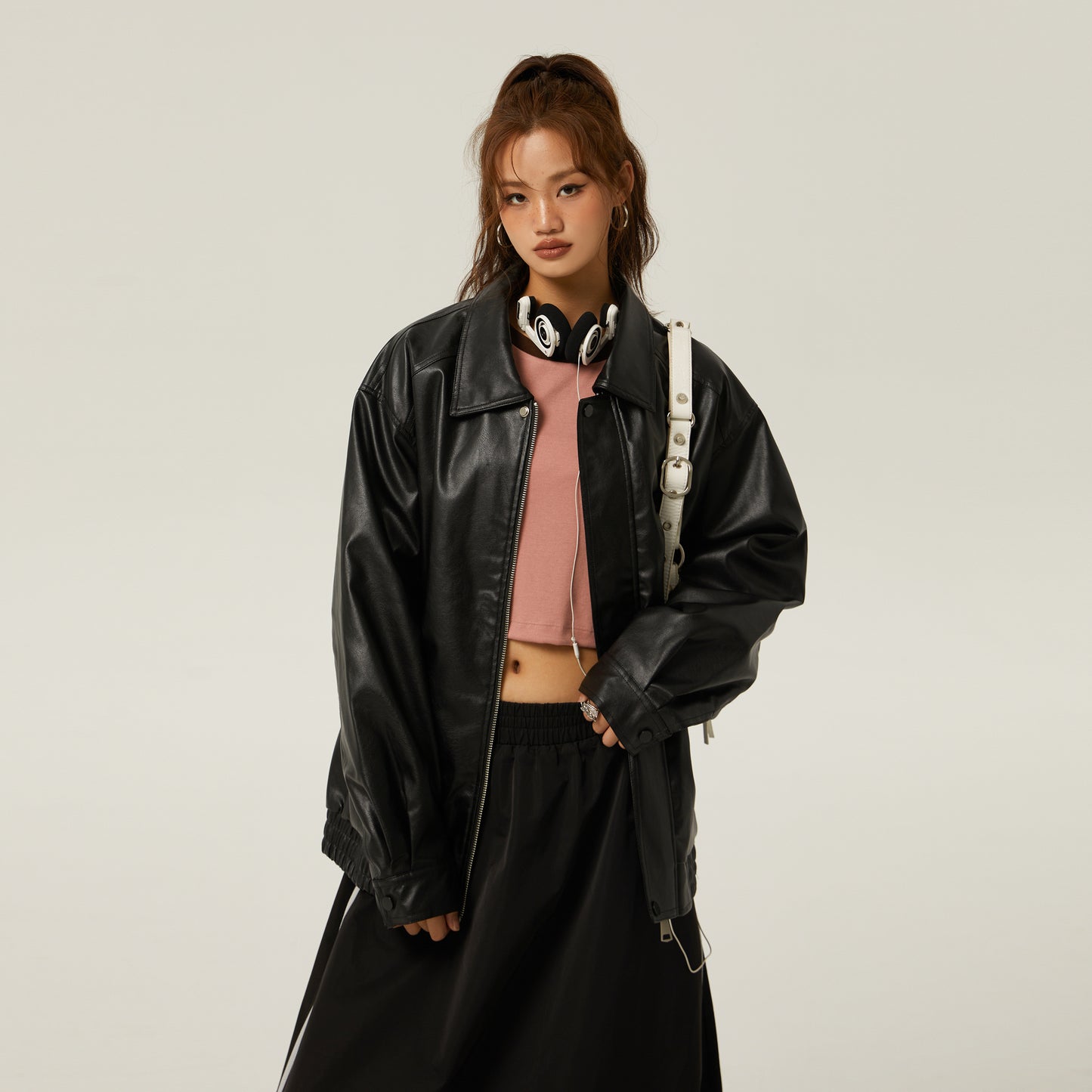 Maeve Women's Leather Jacket - Long-Sleeve Relaxed-Fit Autumn-Weight