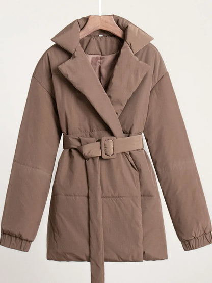 Maeve & Co Women's Puffer Coat - Belted Padded Winter Coat, Long Sleeve