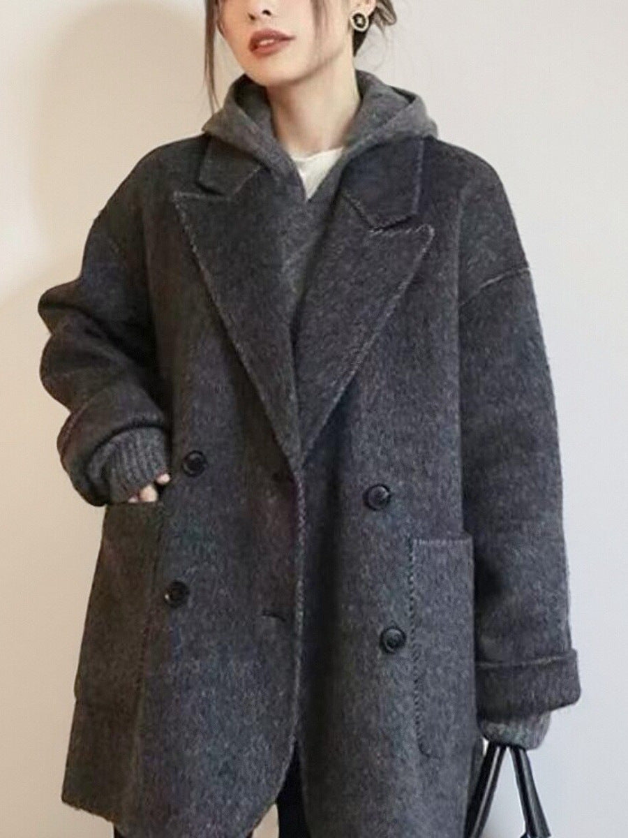 Maeve Women's Wool Coat - Double-Faced Slim-Fit Knee-Length