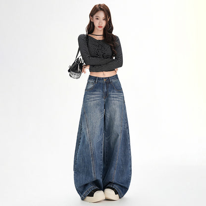 Maeve & Co Women's Barrel Jeans - Vintage Wash High-Waisted Wide-Leg Denim