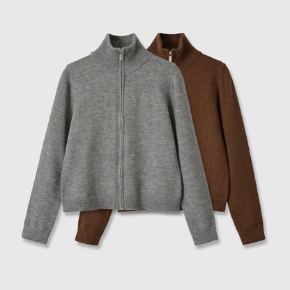 Maeve & Co Women's Zip-Up Cardigan - Collared Knit Zip Jacket, Long Sleeve