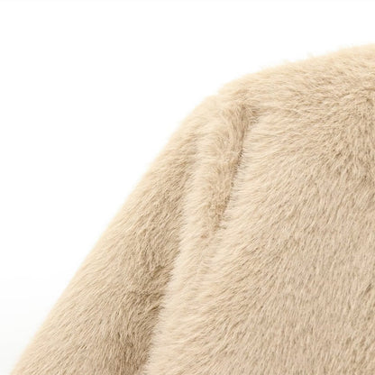 Maeve & Co Women's Faux Fur Jacket - Collarless Button-Front Short Jacket, Beige