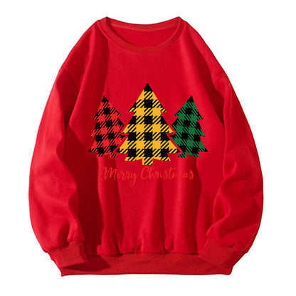 Maeve & Co Women's Christmas Jumper - Plaid Christmas Tree Print Sweatshirt